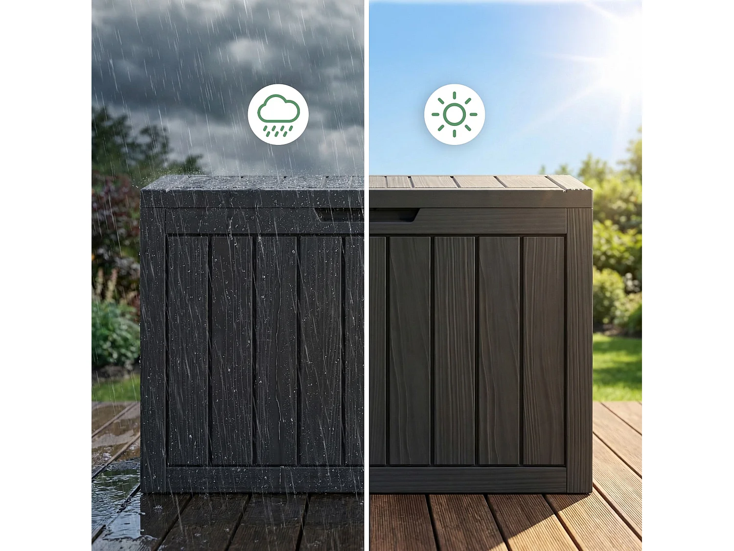 Baule da giardino impermeabile 170L contenitore esterno balcone terrazzo in plastica polipropilene nero