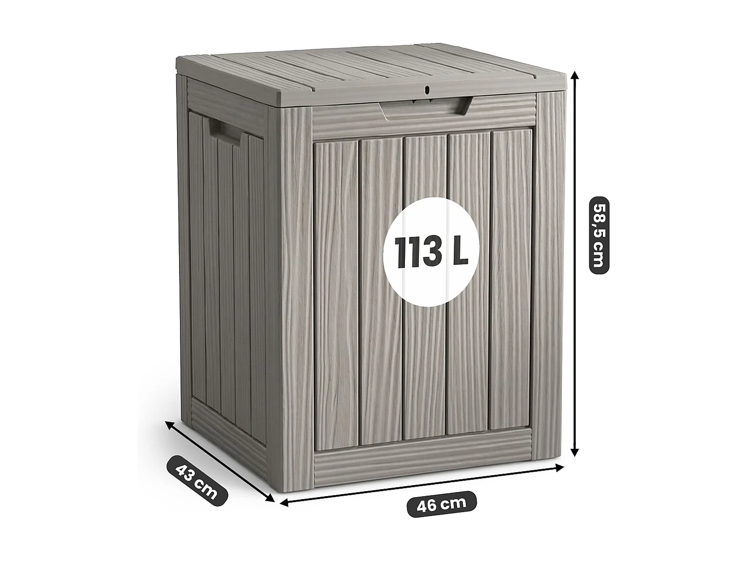 Baule da giardino impermeabile 113L contenitore esterno balcone terrazzo in plastica polipropilene grigio