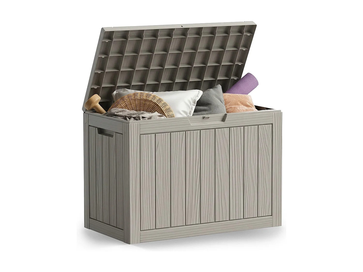 Baule da giardino impermeabile 170L contenitore esterno balcone terrazzo in plastica polipropilene grigio