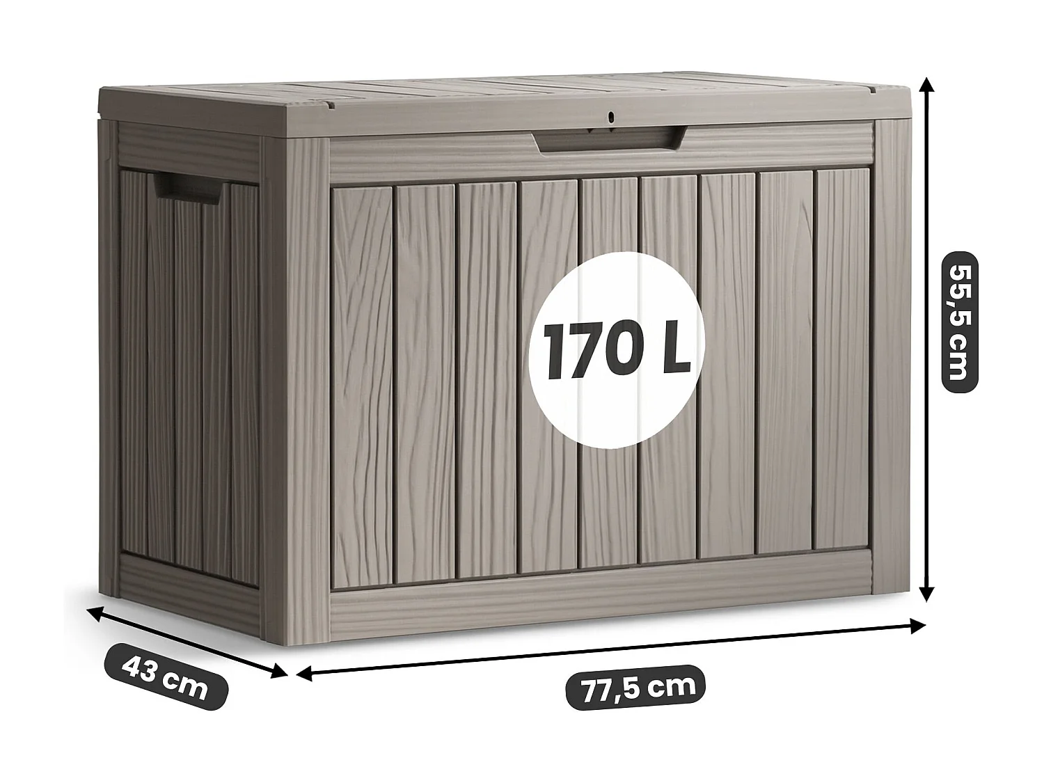 Baule da giardino impermeabile 170L contenitore esterno balcone terrazzo in plastica polipropilene grigio