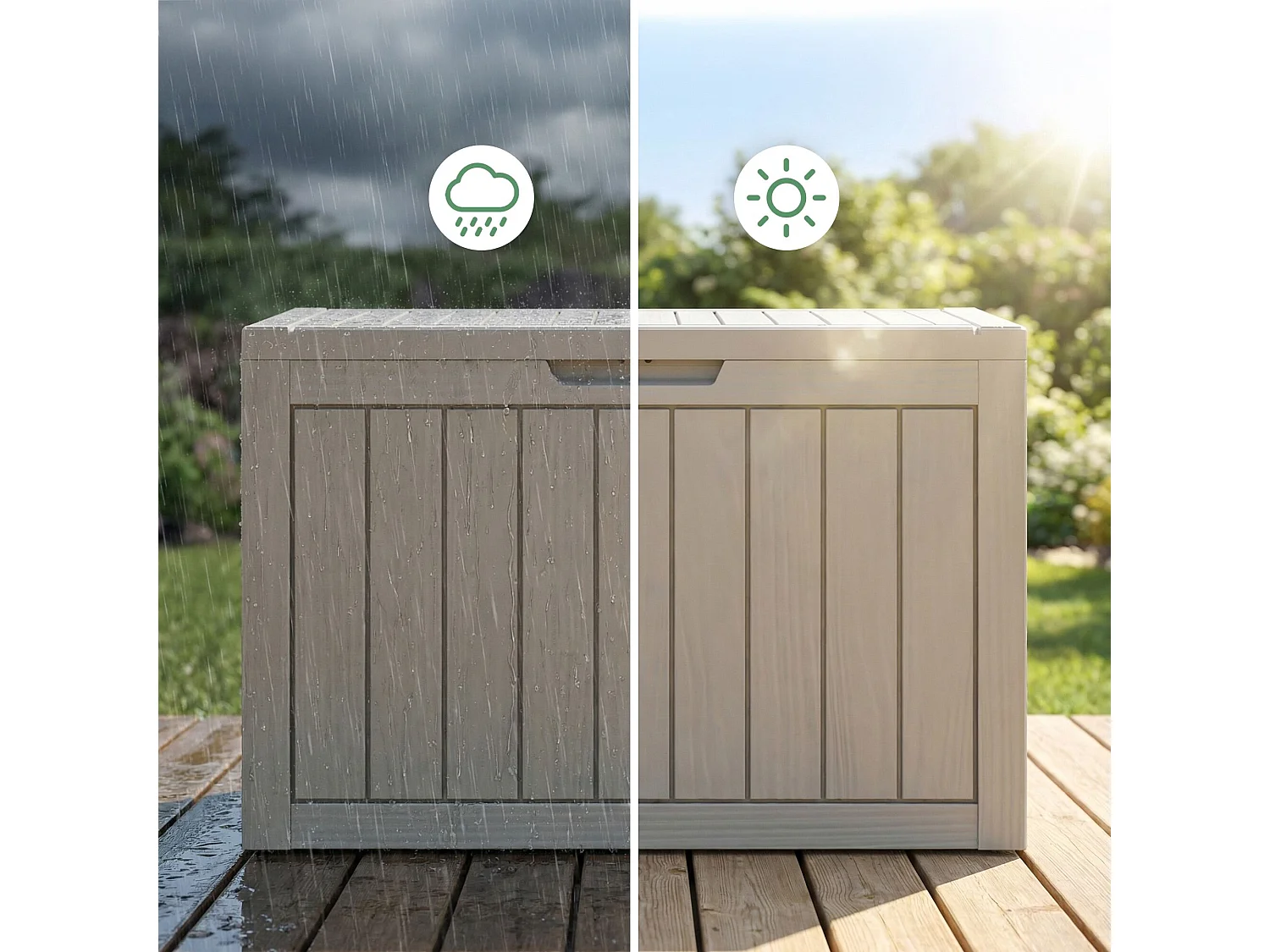 Baule da giardino impermeabile 170L contenitore esterno balcone terrazzo in plastica polipropilene grigio