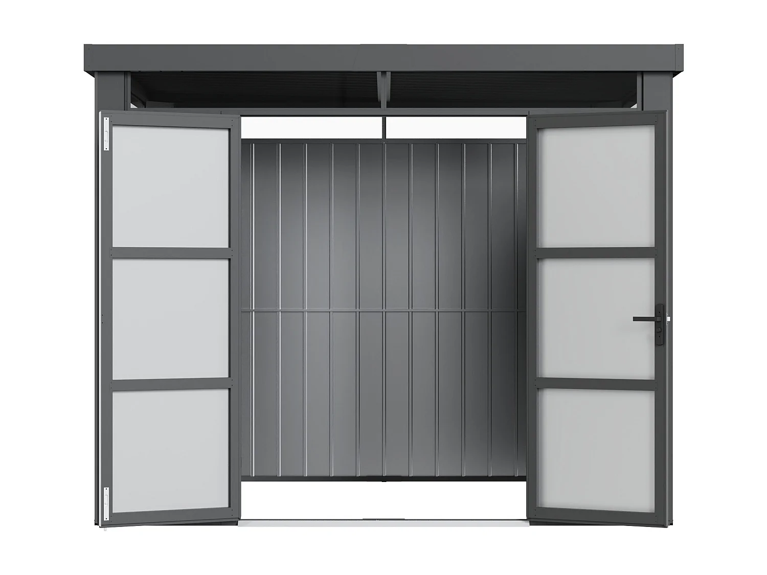 Abri de jardin métal en acier galvanisé avec impostes vitrés - 6,25 m² - Gris anthracite - MERANO