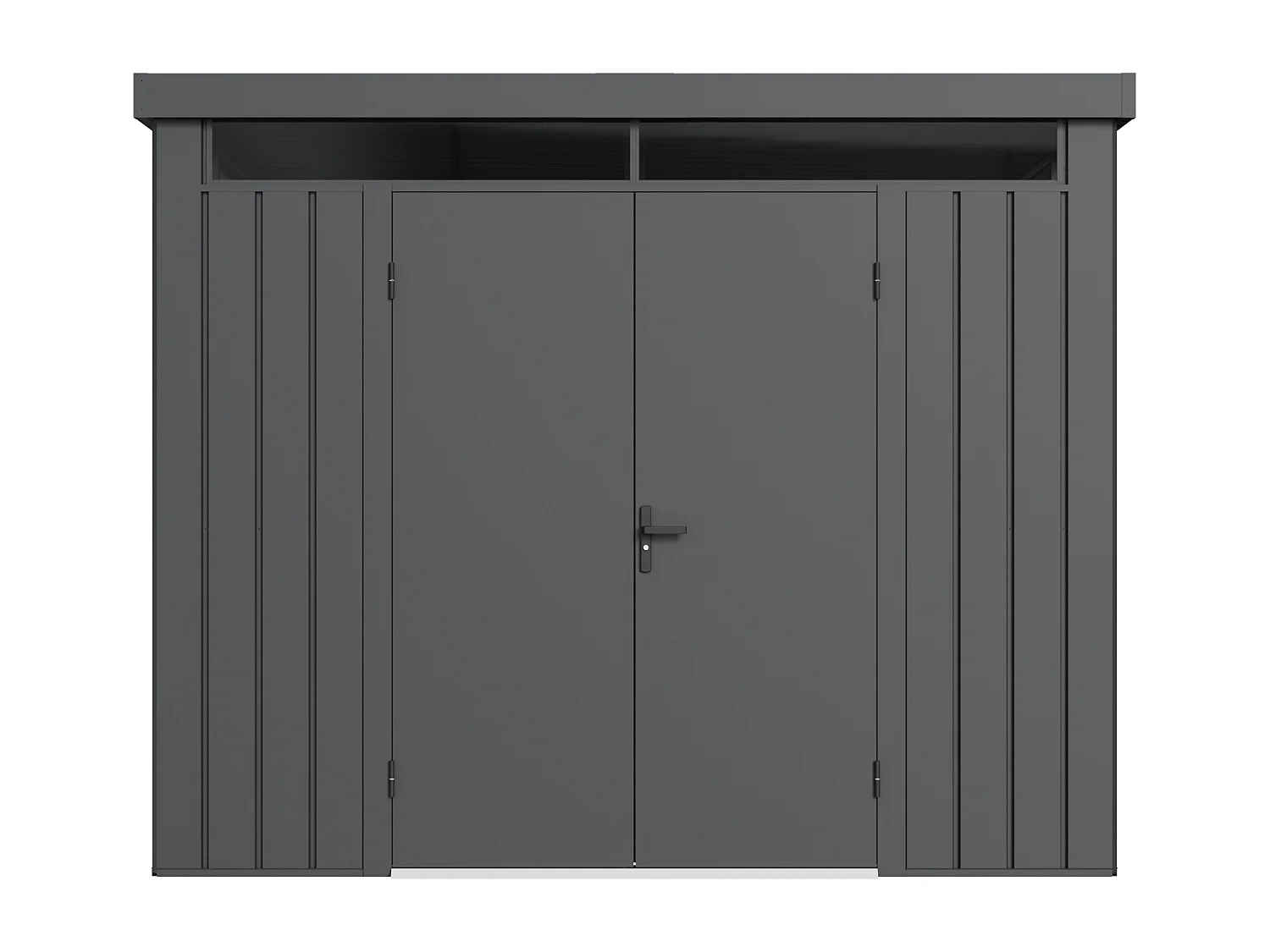 Abri de jardin métal en acier galvanisé avec impostes vitrés - 6,25 m² - Gris anthracite - MERANO