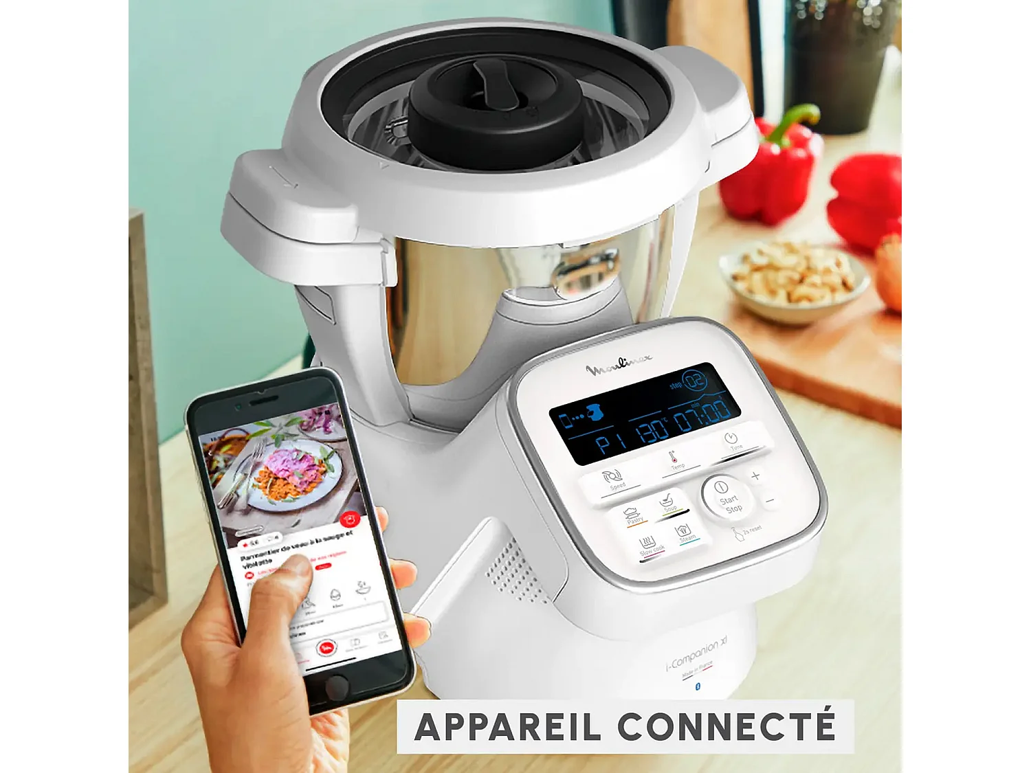 Wielofunkcyjny robot kuchenny Moulinex I-Companion XL 4,5L 1550W z Bluetooth, biały
