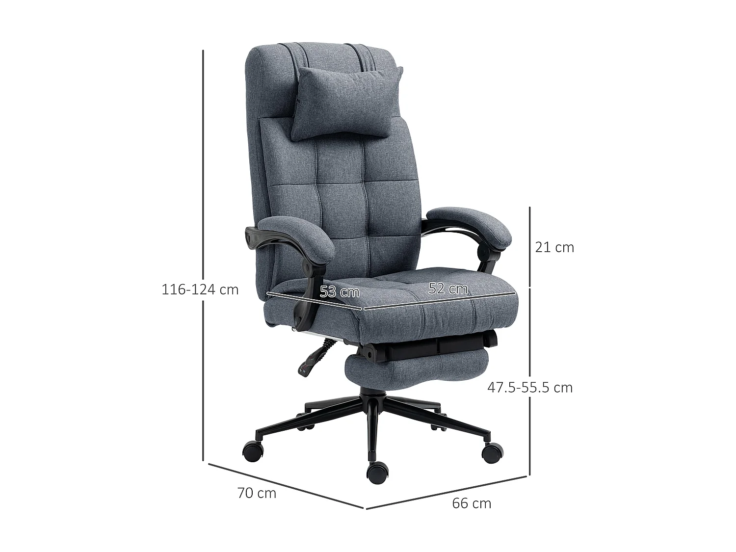 EasyComfort Sedia da Ufficio Ergonomica Reclinabile, Sedia Direzionale con Schiena Alta, Poltrona Ufficio con Poggiatesta e Poggiapiedi Estraibile, 6