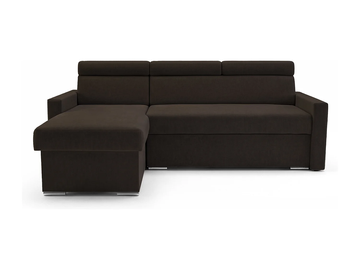 Ecksofa Vega L mit Schlaffunktion & Bettkasten – Samtstoff Best Bronze – Zero-Wall Design Wandbündig – L-Form Sofa Freistehend