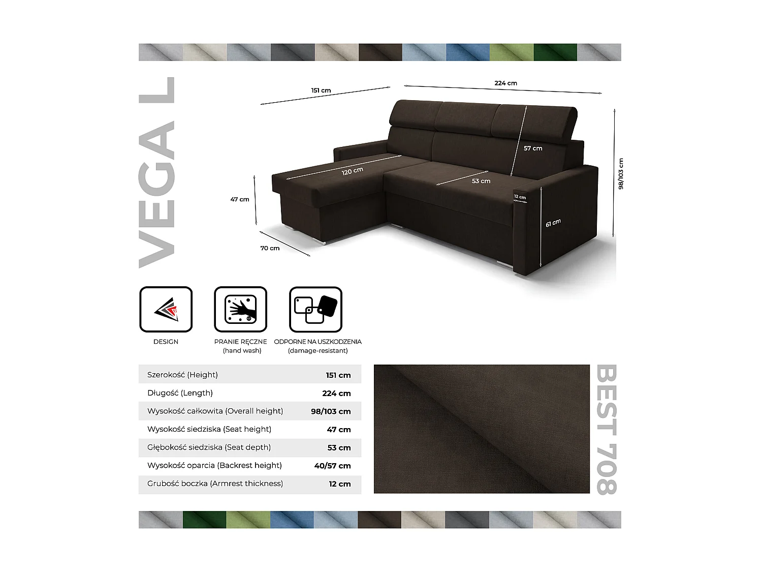 Ecksofa Vega L mit Schlaffunktion & Bettkasten – Samtstoff Best Bronze – Zero-Wall Design Wandbündig – L-Form Sofa Freistehend