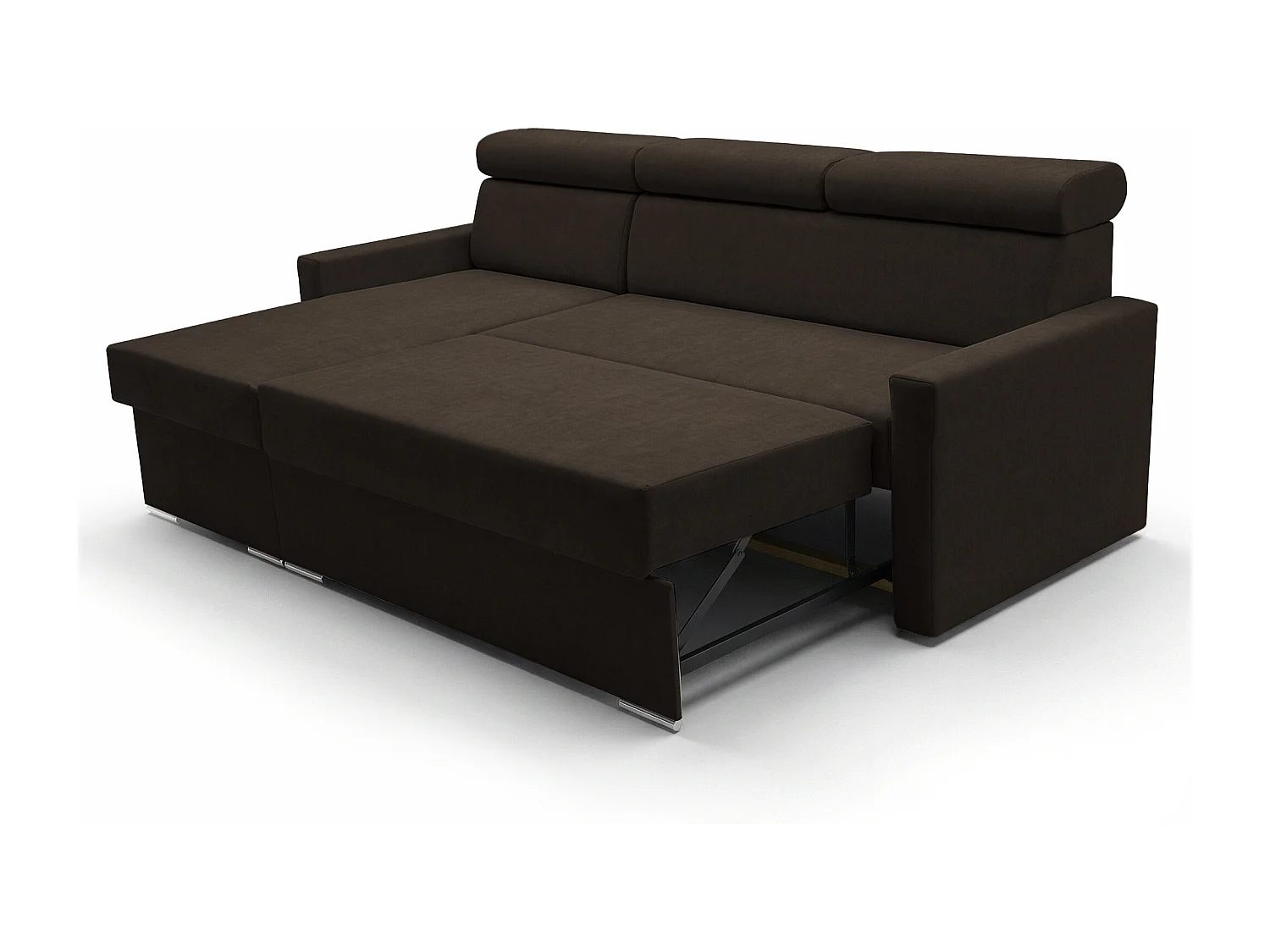 Ecksofa Vega L mit Schlaffunktion & Bettkasten – Samtstoff Best Bronze – Zero-Wall Design Wandbündig – L-Form Sofa Freistehend