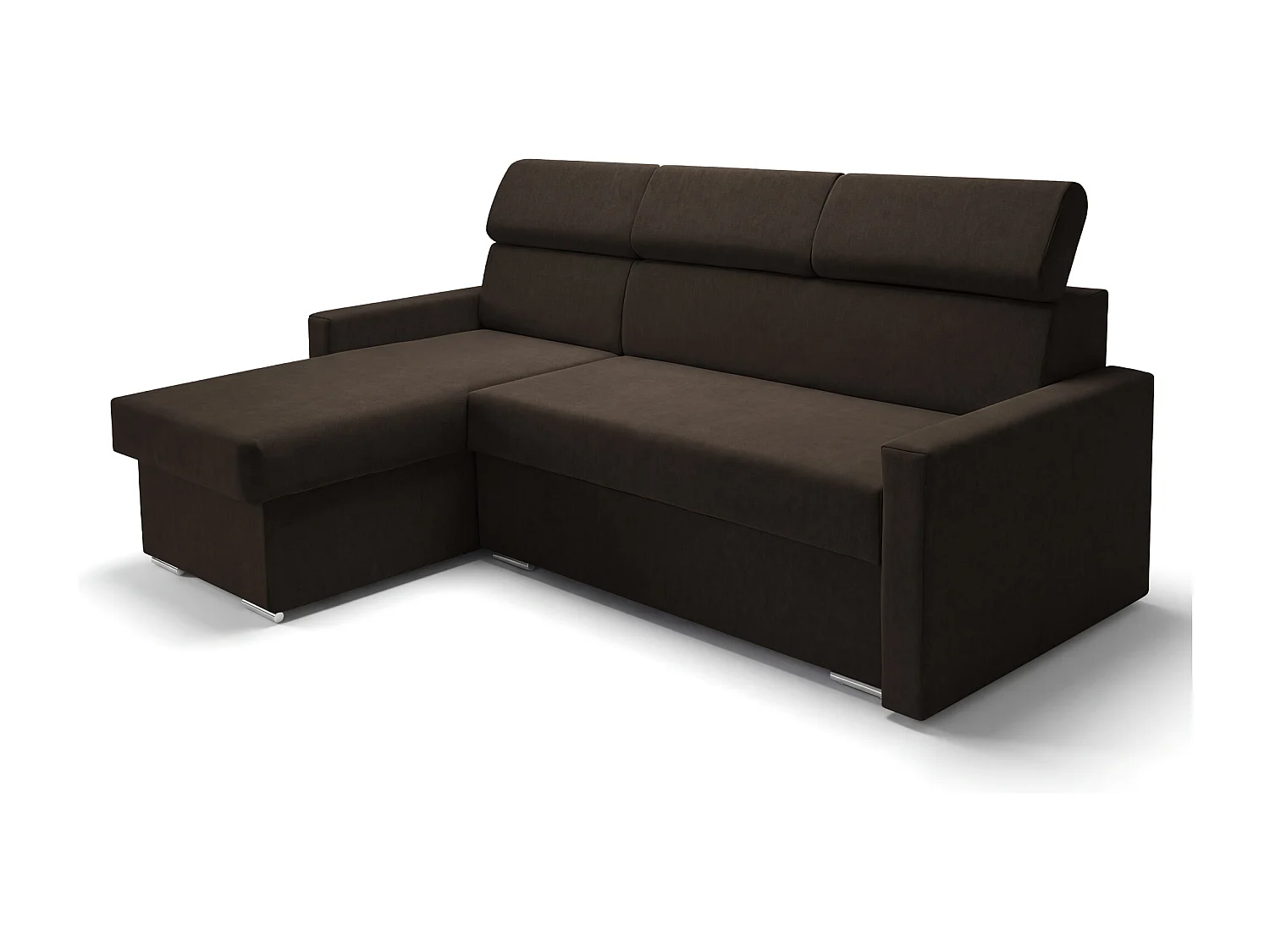 Ecksofa Vega L mit Schlaffunktion & Bettkasten – Samtstoff Best Bronze – Zero-Wall Design Wandbündig – L-Form Sofa Freistehend