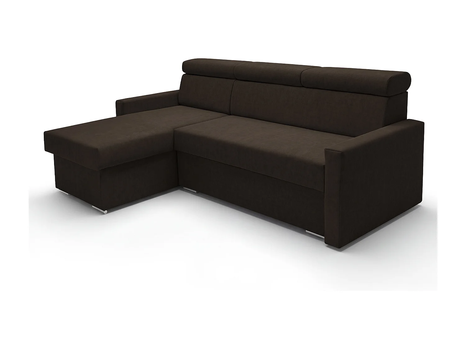 Ecksofa Vega L mit Schlaffunktion & Bettkasten – Samtstoff Best Bronze – Zero-Wall Design Wandbündig – L-Form Sofa Freistehend