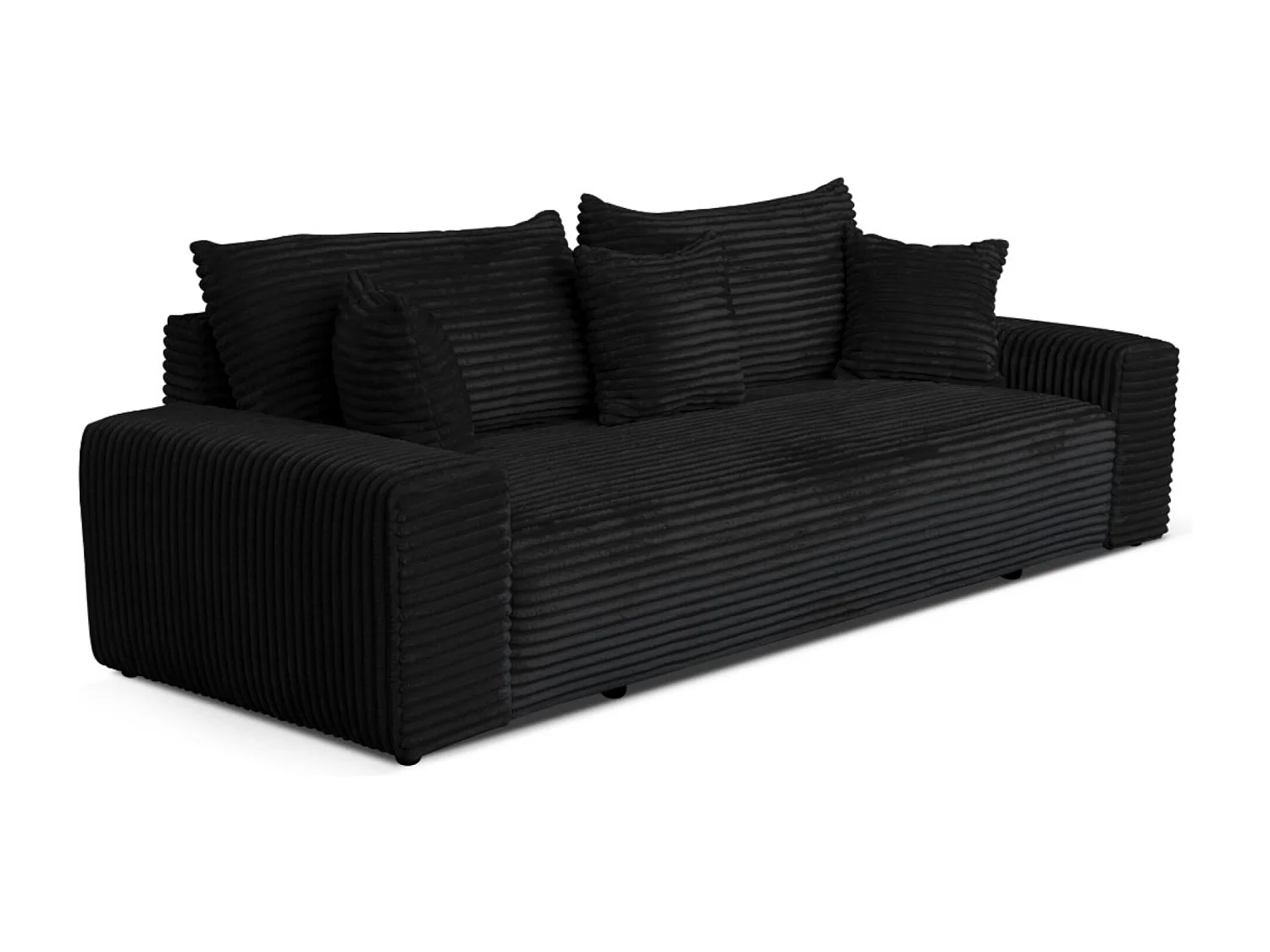 Sofa CORDO by Sofiland - Schlafsofa mit Bettkasten, Cord-Sofa 265x105 cm, Schwarz