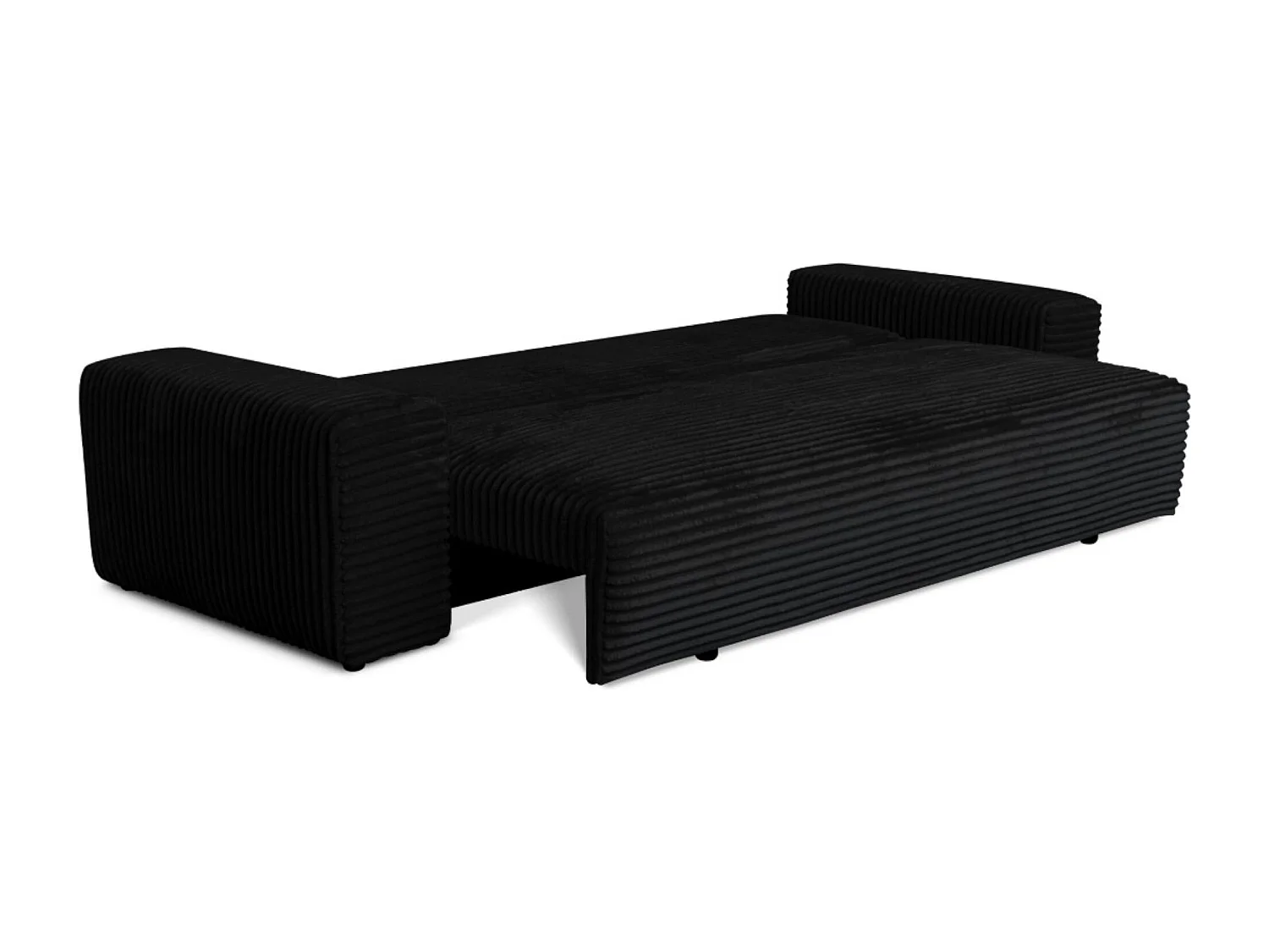 Sofa CORDO by Sofiland - Schlafsofa mit Bettkasten, Cord-Sofa 265x105 cm, Schwarz