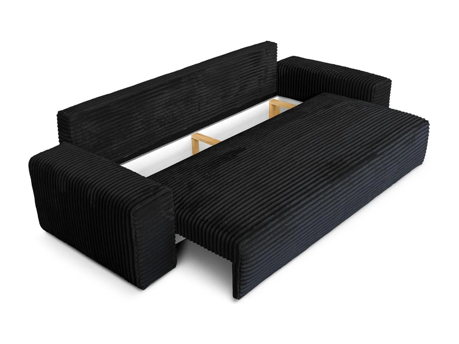 Sofa CORDO by Sofiland - Schlafsofa mit Bettkasten, Cord-Sofa 265x105 cm, Schwarz