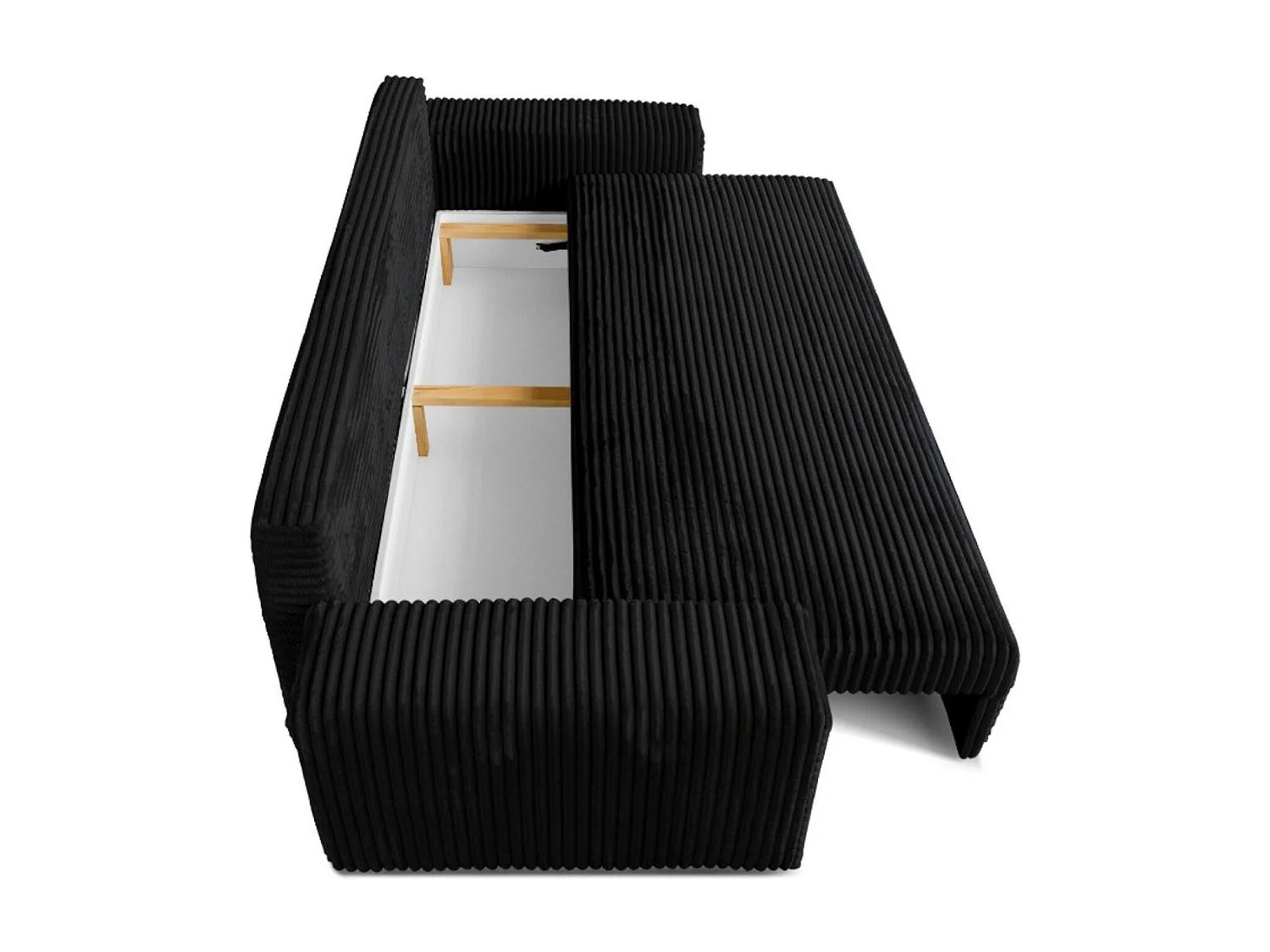 Sofa CORDO by Sofiland - Schlafsofa mit Bettkasten, Cord-Sofa 265x105 cm, Schwarz