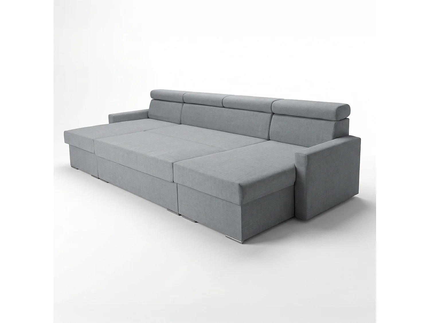 Vega U Ecksofa nach Maß | Breite anpassbar | Schlaffunktion 2 Bettkasten U-Form verstellbare Kopfstützen Samt-Stoff Best 305x151 cm (Grau)