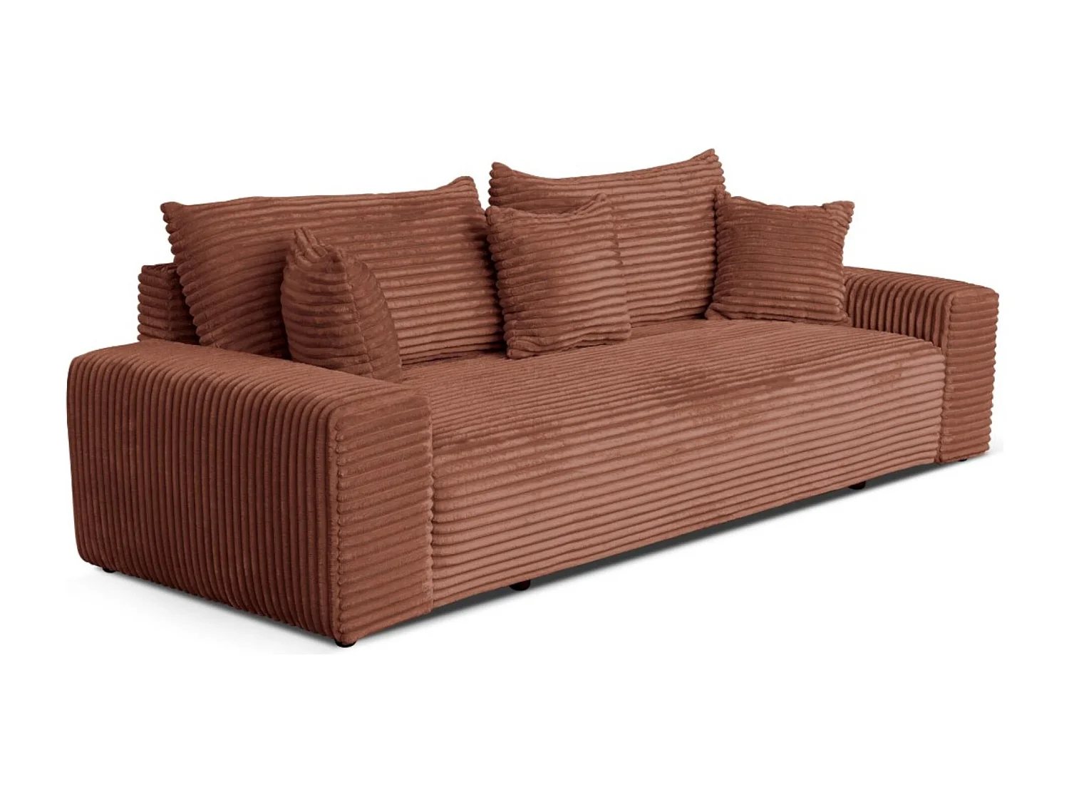 3-Sitzer-Schlafsofa 265 × 105 cm, ziegelrot, mit Stauraum, Stoff: Cord – Cordo