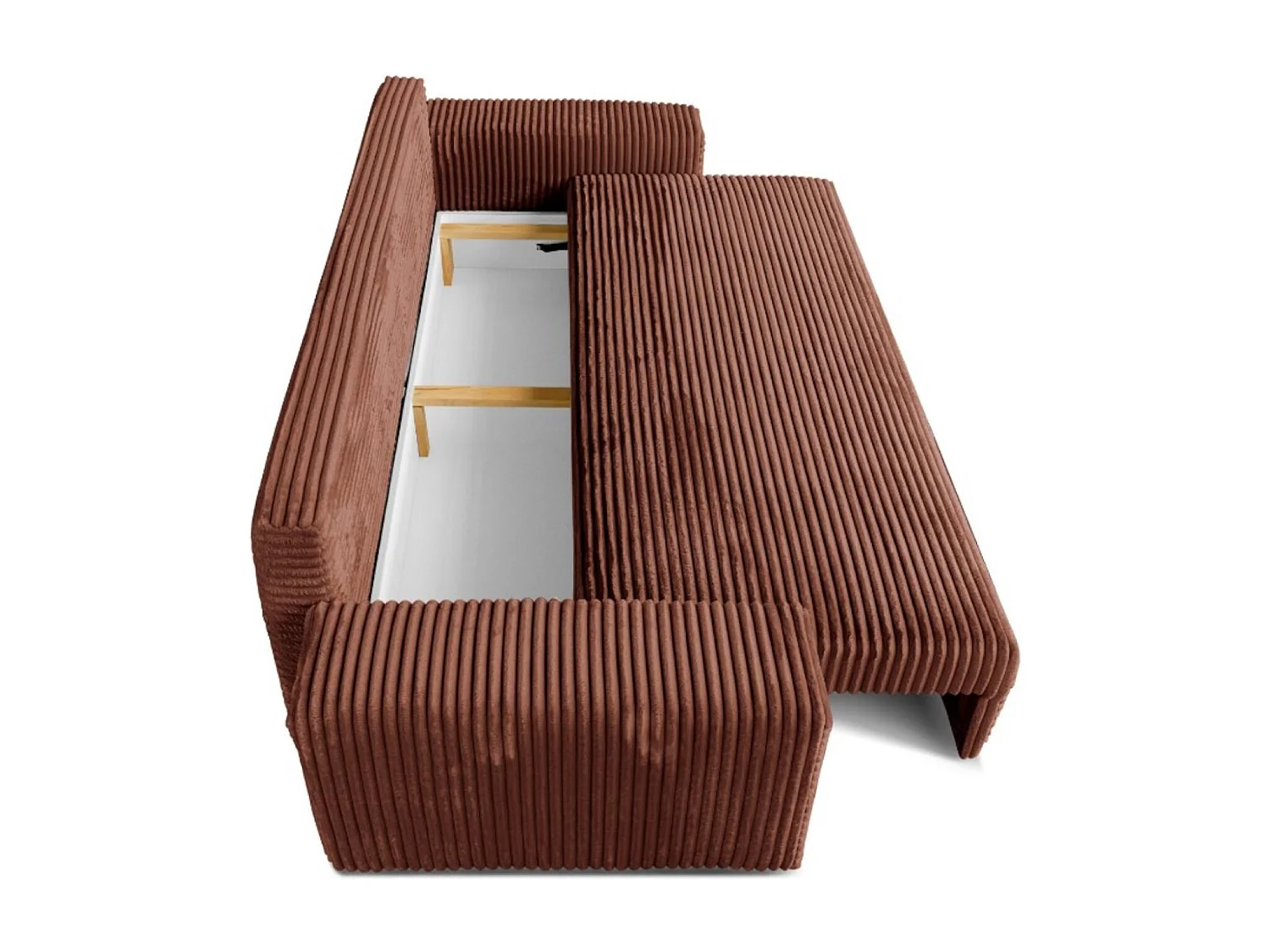 3-Sitzer-Schlafsofa 265 × 105 cm, ziegelrot, mit Stauraum, Stoff: Cord – Cordo