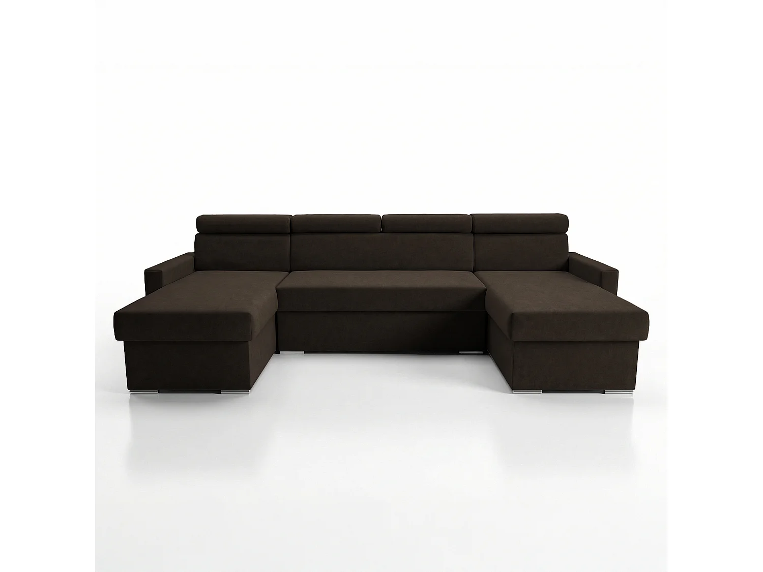 Vega U Ecksofa nach Maß | Breite anpassbar | Schlaffunktion 2 Bettkasten U-Form verstellbare Kopfstützen Samt-Stoff Best 305x151 cm(Bronze)