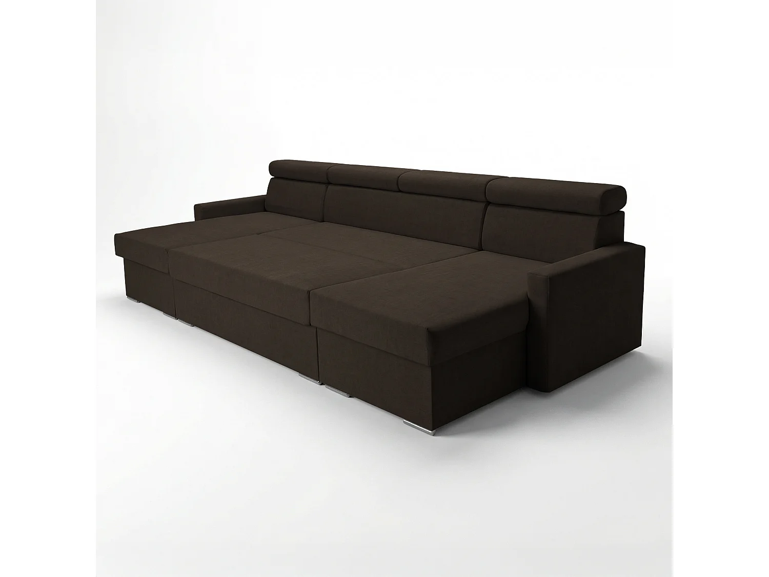 Vega U Ecksofa nach Maß | Breite anpassbar | Schlaffunktion 2 Bettkasten U-Form verstellbare Kopfstützen Samt-Stoff Best 305x151 cm(Bronze)