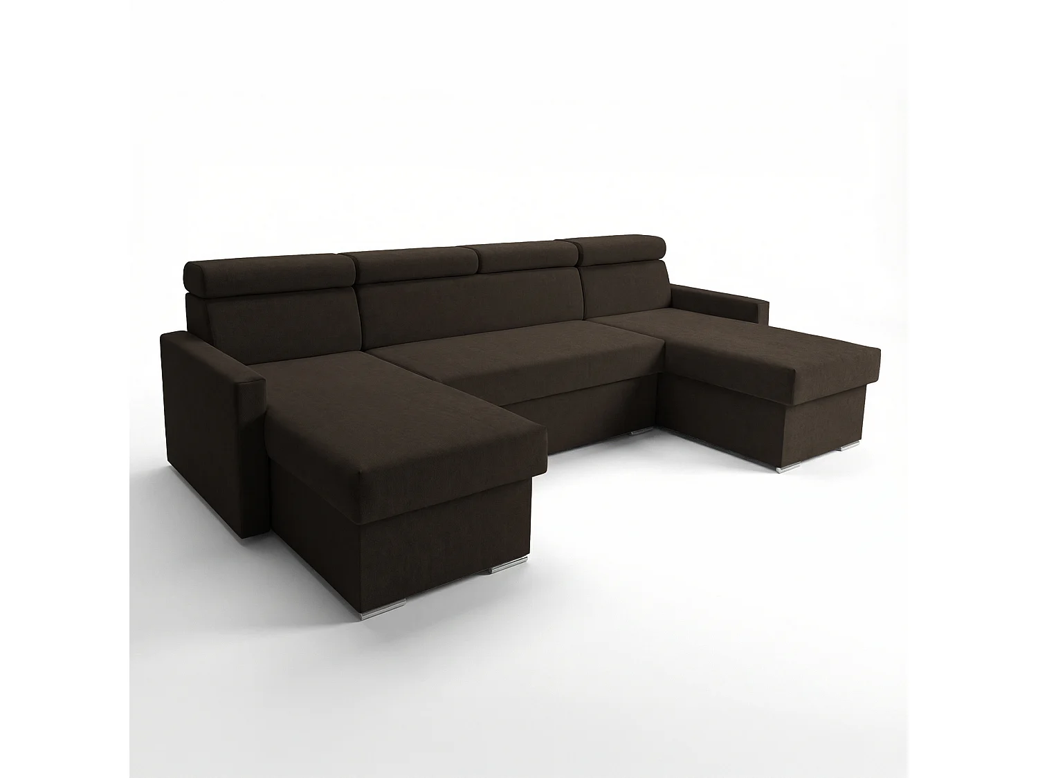 Vega U Ecksofa nach Maß | Breite anpassbar | Schlaffunktion 2 Bettkasten U-Form verstellbare Kopfstützen Samt-Stoff Best 305x151 cm(Bronze)