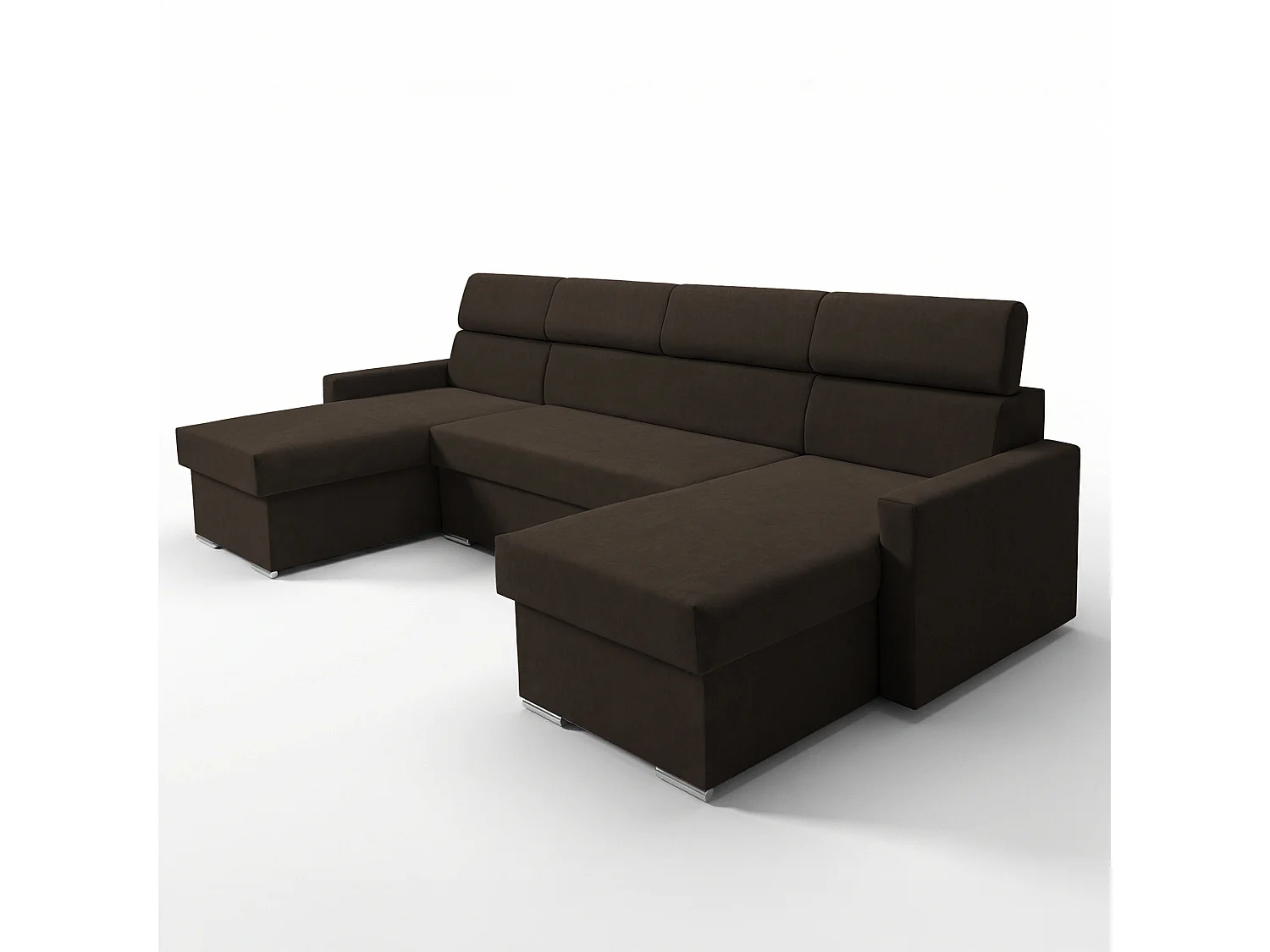 Vega U Ecksofa nach Maß | Breite anpassbar | Schlaffunktion 2 Bettkasten U-Form verstellbare Kopfstützen Samt-Stoff Best 305x151 cm(Bronze)