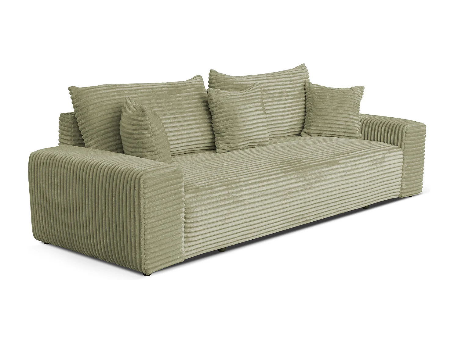 Sofa CORDO by Sofiland - Schlafsofa mit Bettkasten, Cord-Sofa 265x105 cm, Hellgrün 37