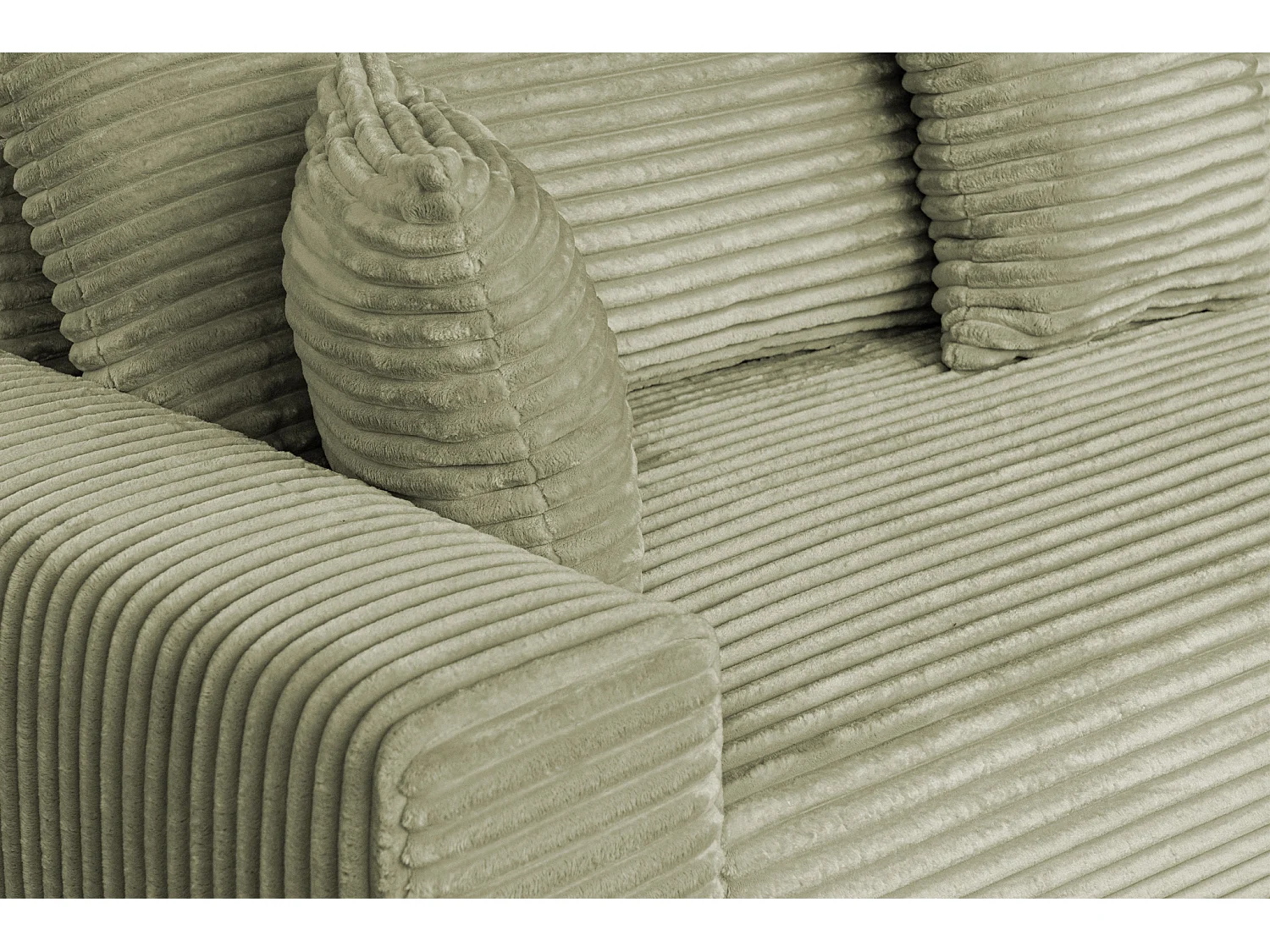 Sofa CORDO by Sofiland - Schlafsofa mit Bettkasten, Cord-Sofa 265x105 cm, Hellgrün 37