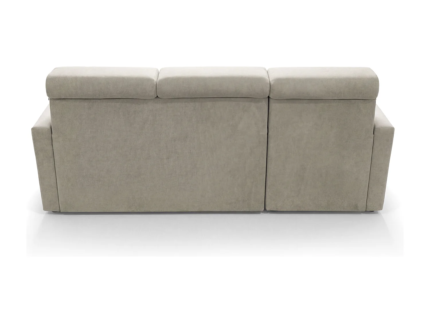 Ecksofa Vega L mit Schlaffunktion & Bettkasten – Samtstoff Best Hellbeige – Zero-Wall Design Wandbündig – L-Form Sofa Freistehend