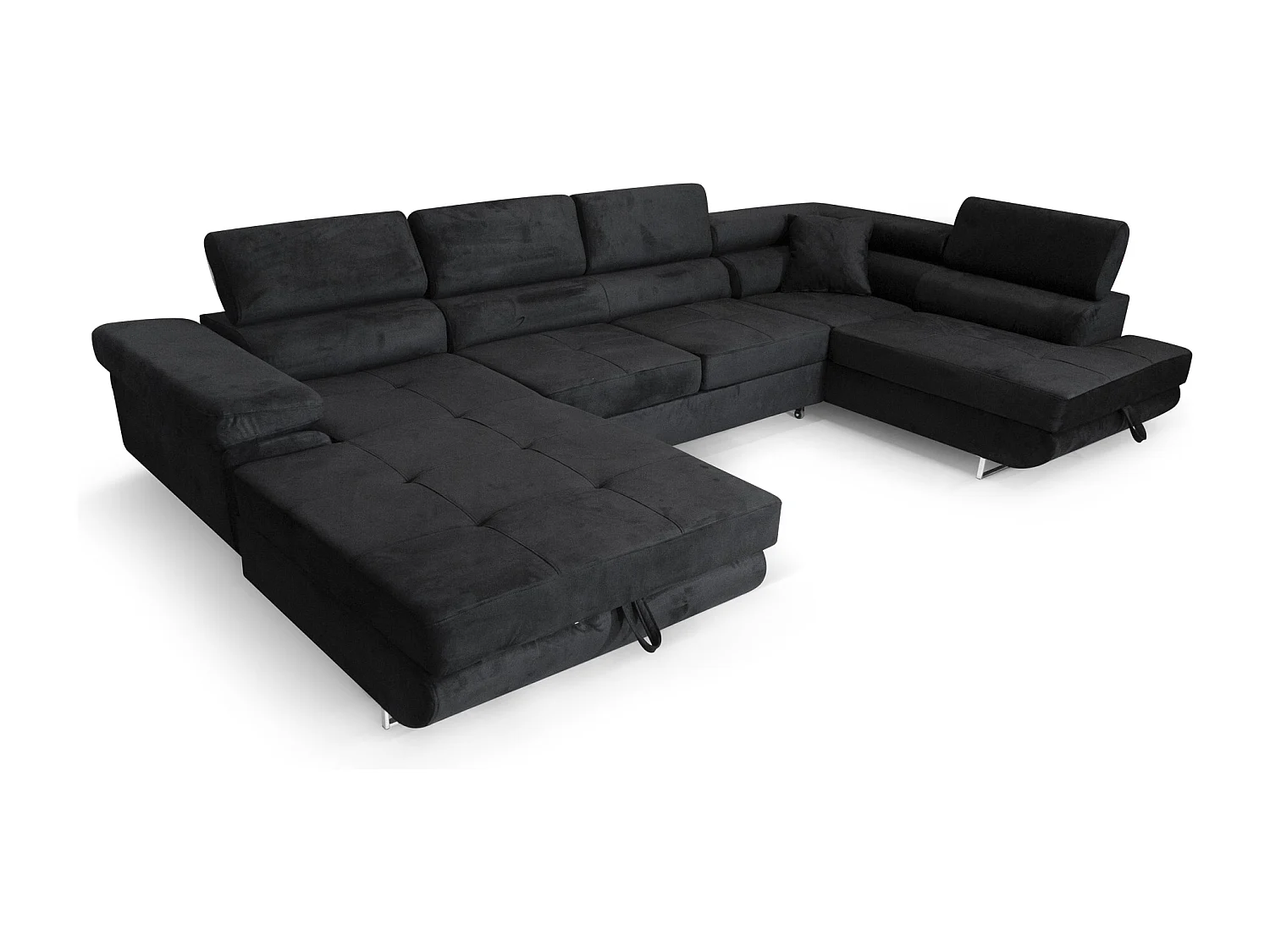 Aller U Premium Ecksofa mit Schlaffunktion und Stauraum in Schwarz, rechts - Aller U Sofiland