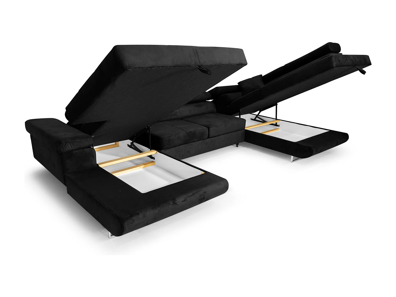 Aller U Premium Ecksofa mit Schlaffunktion und Stauraum in Schwarz, rechts - Aller U Sofiland