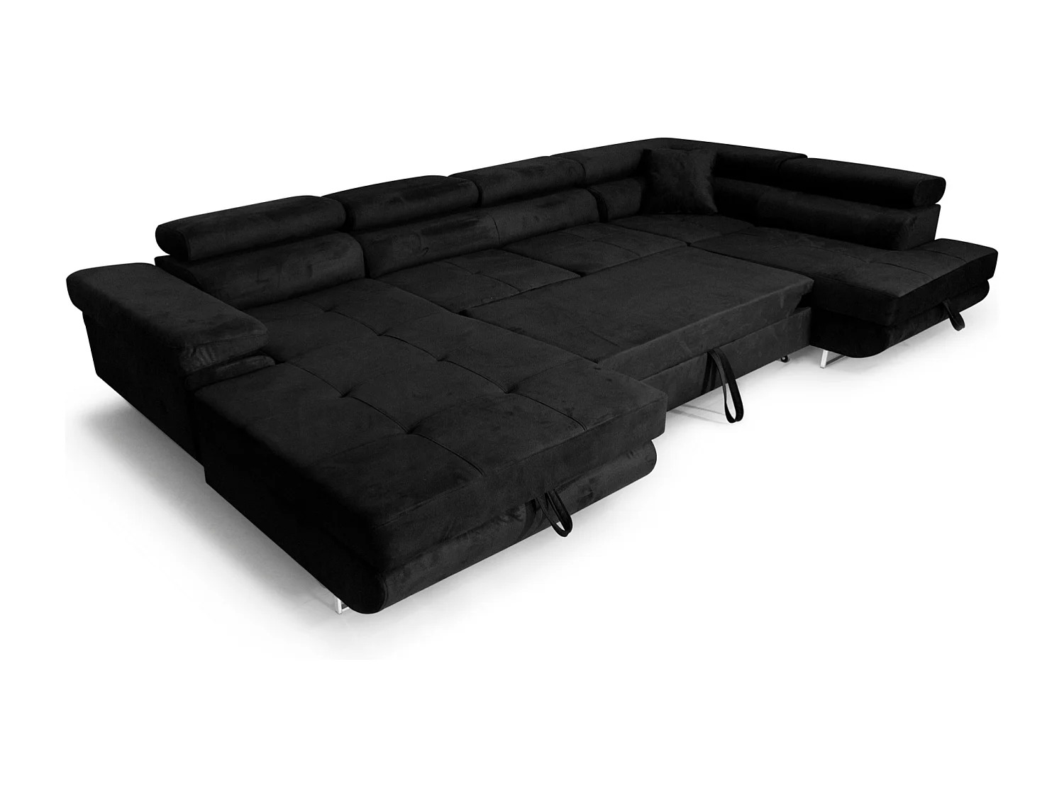 Aller U Premium Ecksofa mit Schlaffunktion und Stauraum in Schwarz, rechts - Aller U Sofiland