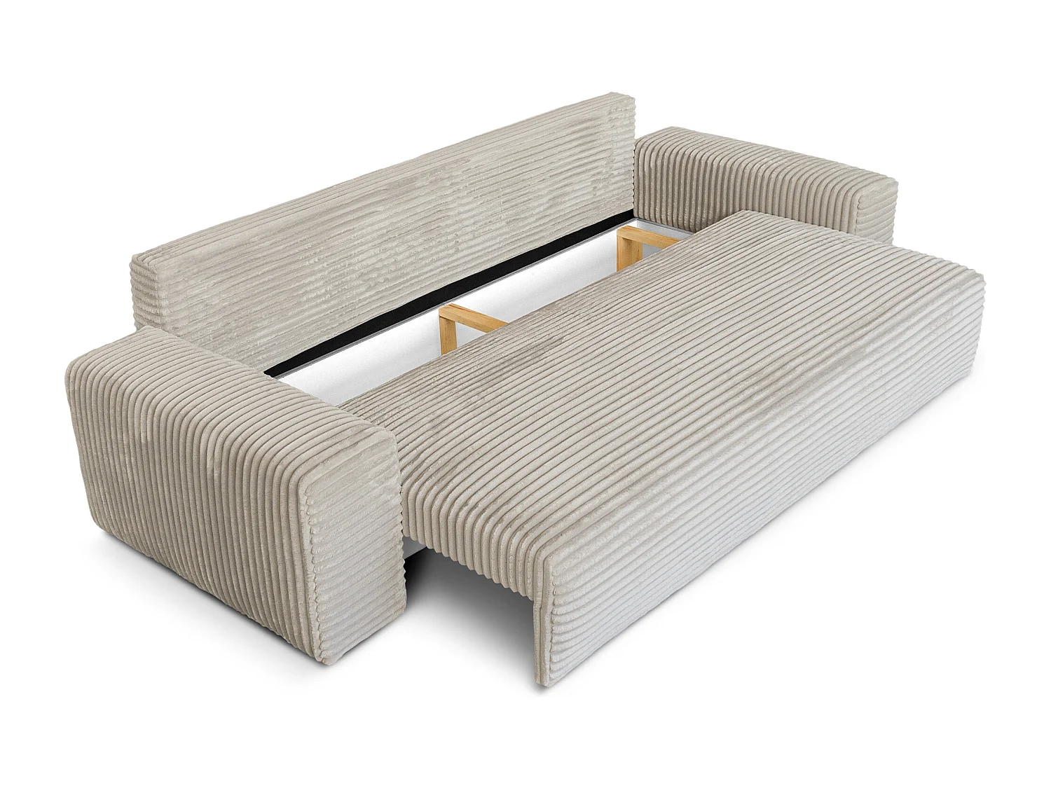Sofa CORDO by Sofiland - Schlafsofa mit Bettkasten, Cord-Sofa 265x105 cm, Beige 83