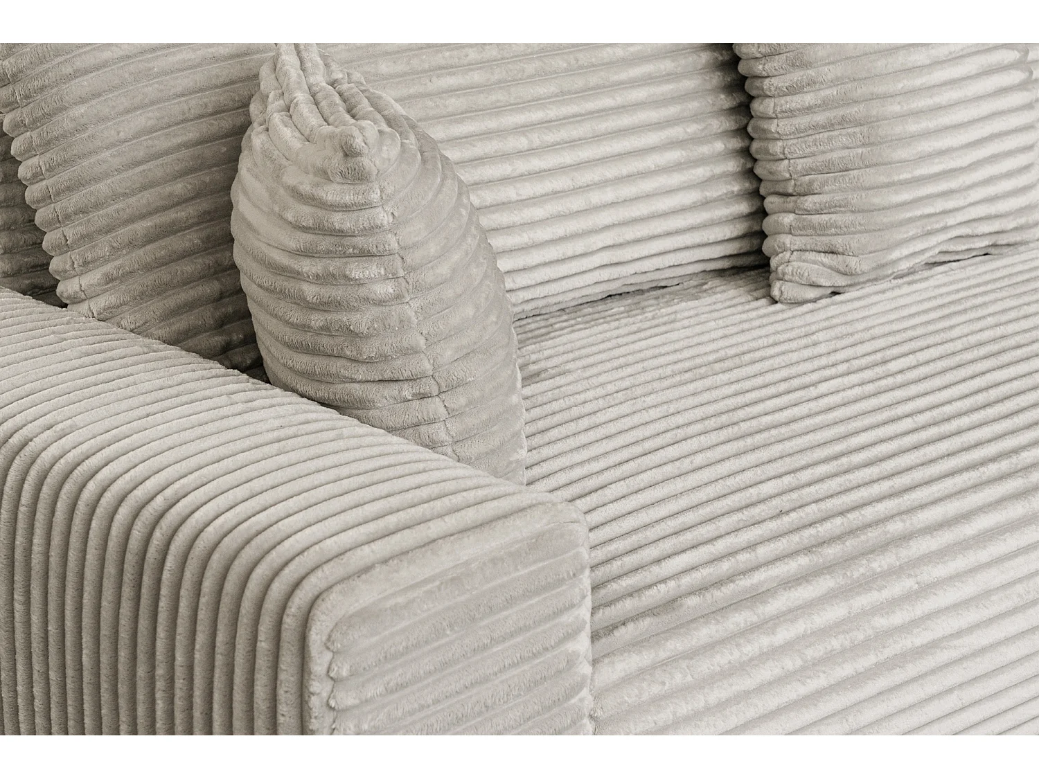 Sofa CORDO by Sofiland - Schlafsofa mit Bettkasten, Cord-Sofa 265x105 cm, Beige 83