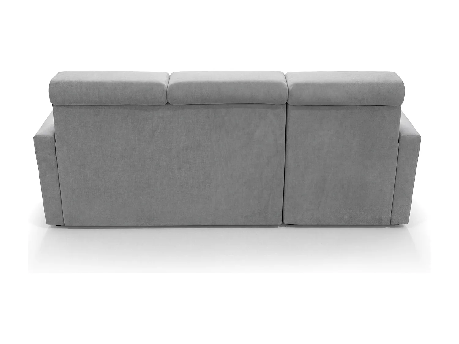 Ecksofa Vega L mit Schlaffunktion & Bettkasten – Samtstoff Best Hellgrau– Zero-Wall Design Wandbündig – L-Form Sofa Freistehend