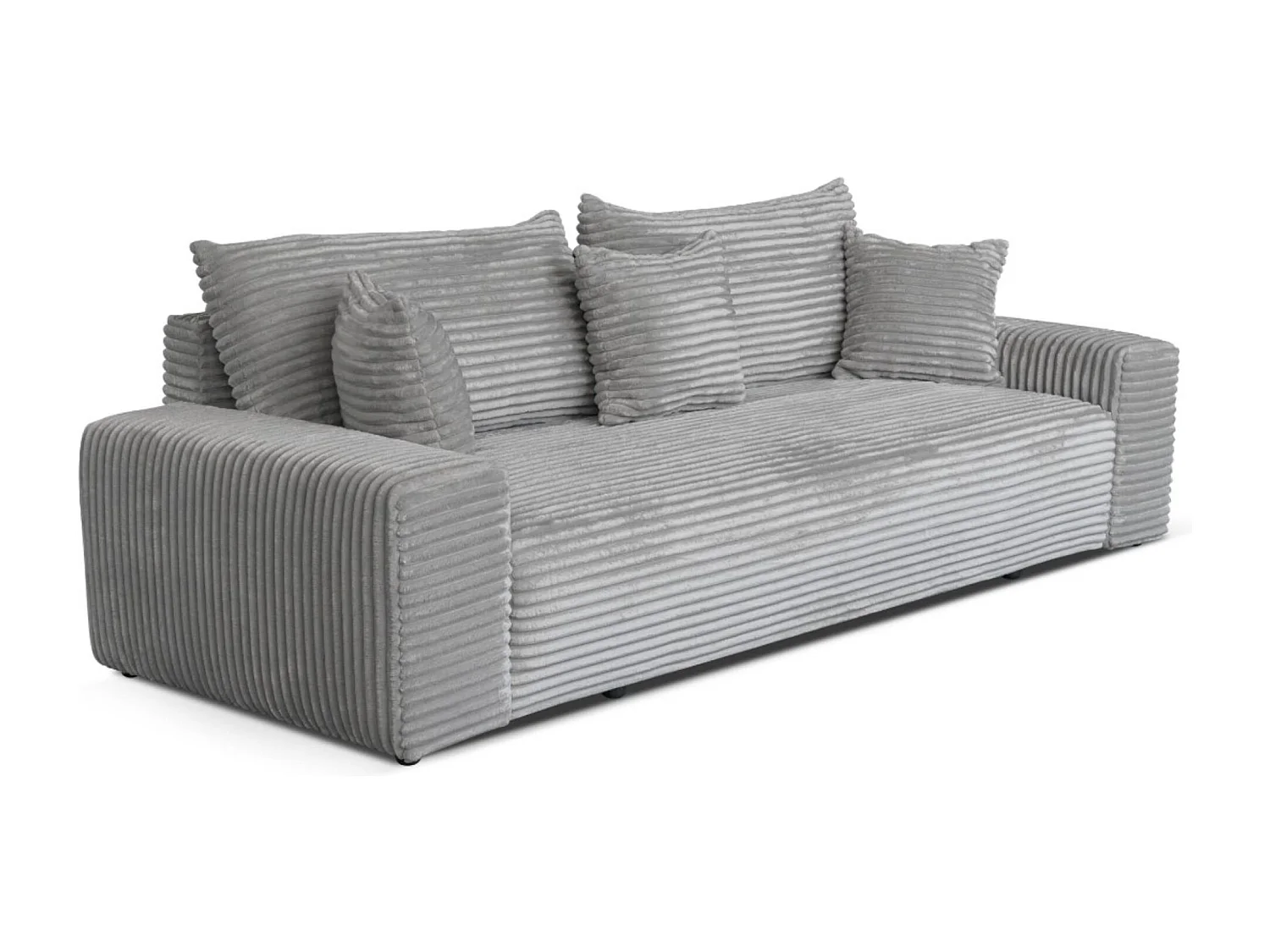 3-Sitzer-Schlafsofa 265 × 105 cm Hellgrau mit Stauraum, Stoff: hellgrauer Cord – Cordo