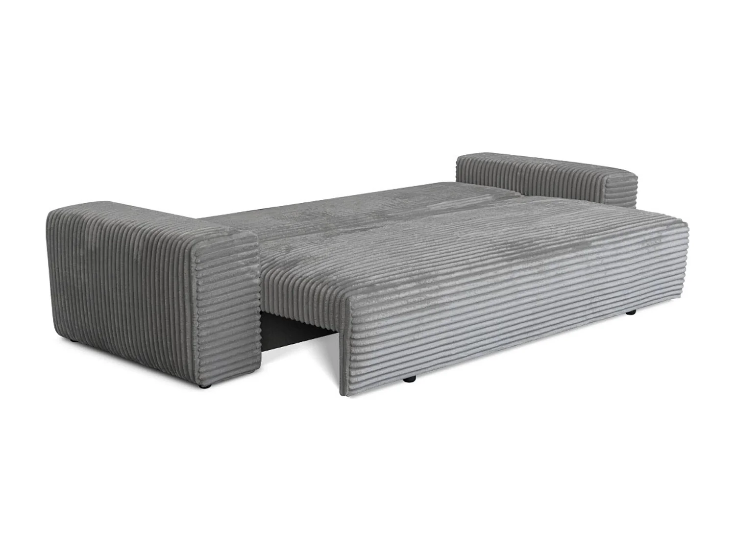 3-Sitzer-Schlafsofa 265 × 105 cm Hellgrau mit Stauraum, Stoff: hellgrauer Cord – Cordo