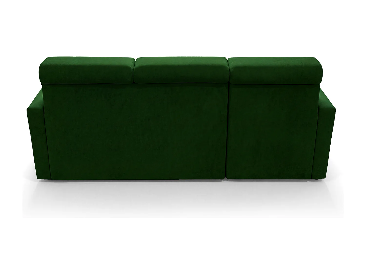 Ecksofa Vega L mit Schlaffunktion & Bettkasten – Samtstoff Best Flaschengrün – Zero-Wall Design Wandbündig – L-Form Sofa Freistehend Flaschengrün