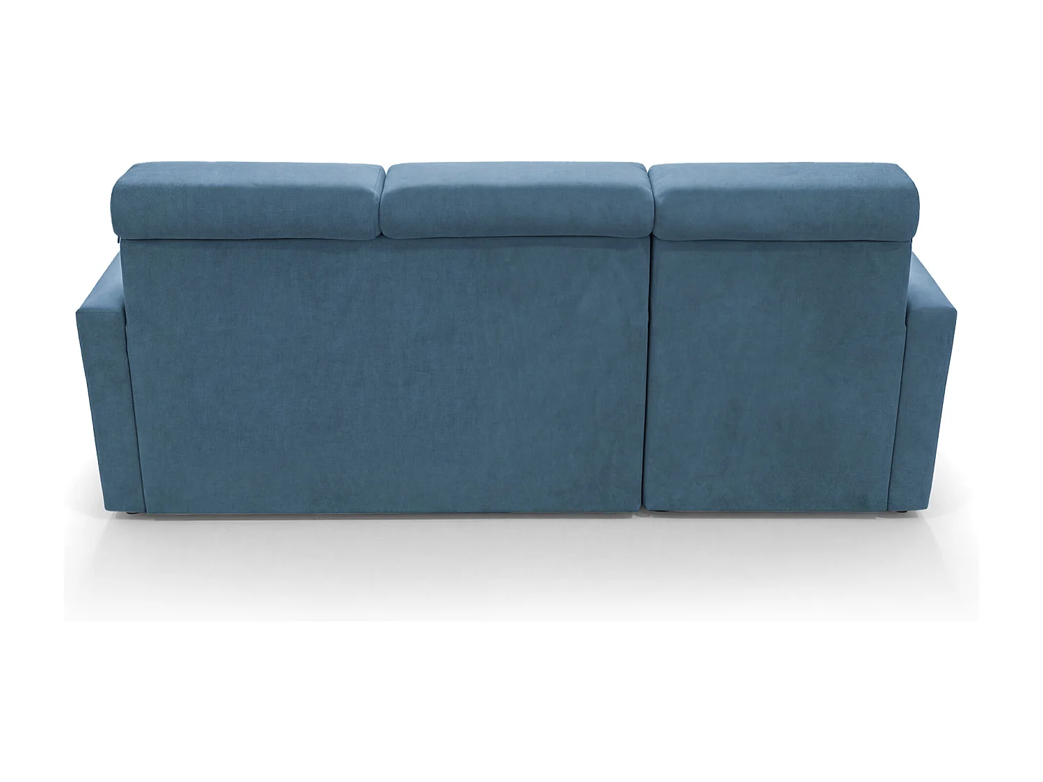 Ecksofa Vega L mit Schlaffunktion & Bettkasten – Samtstoff Best Blau – Zero-Wall Design Wandbündig – L-Form Sofa Freistehend