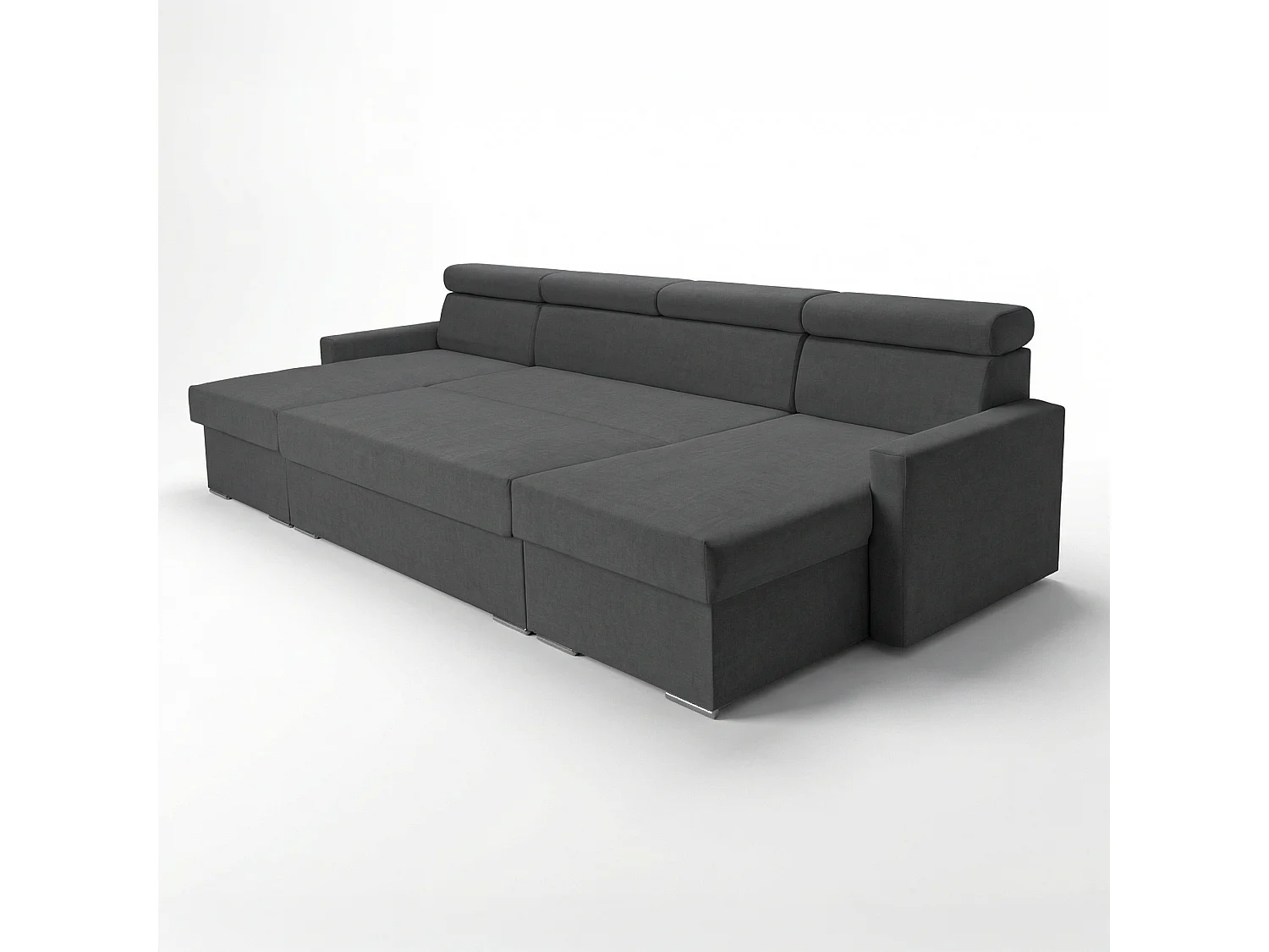 Vega U Wohnlandschaft mit Schlaffunktion und 2 Bettkasten Ecksofa in U-Form Verstellbare Kopfstützen Samt-Stoff Best 305x151 cm (Graphit)