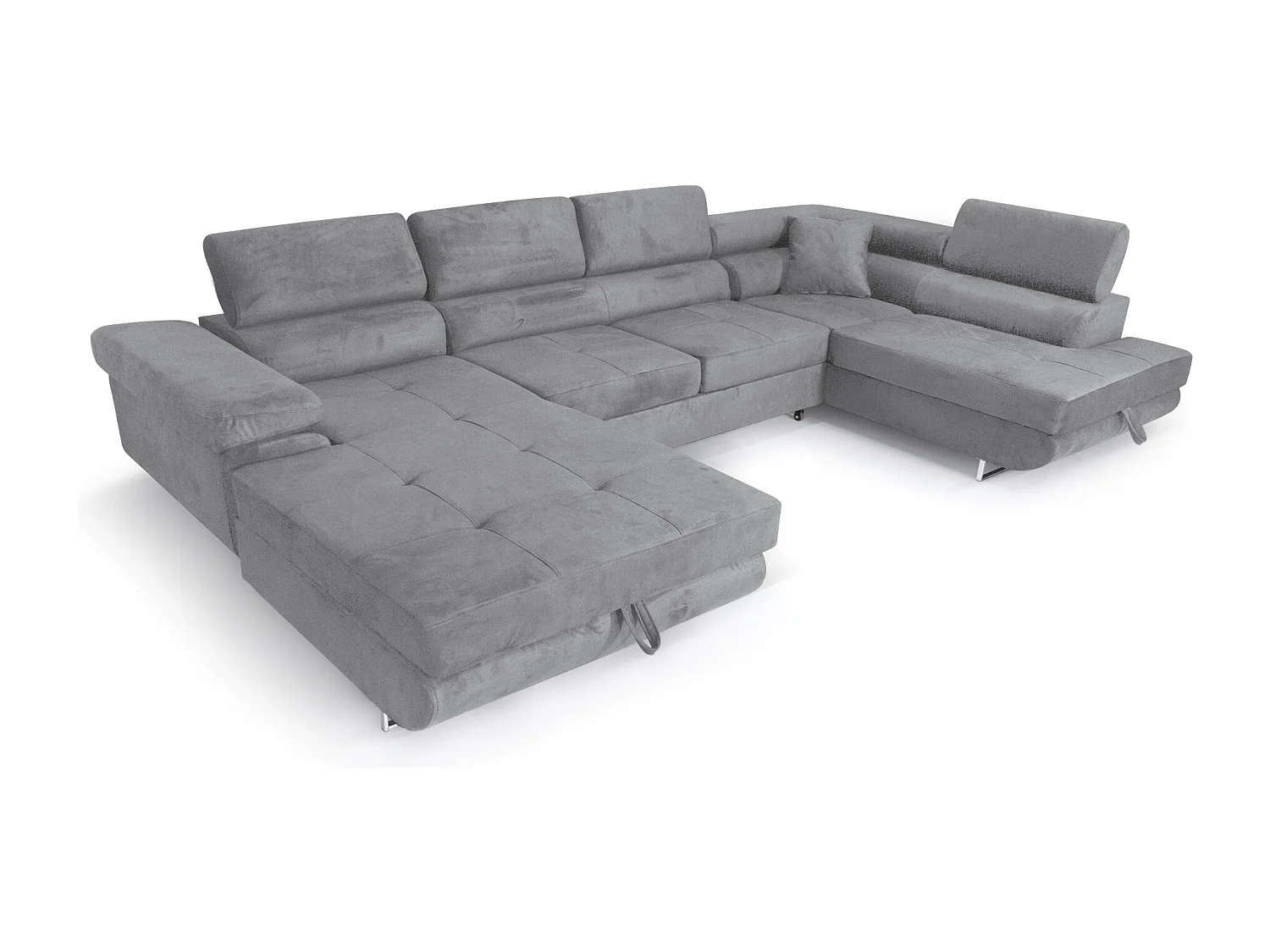 Ecksofa Aller U XXL-Ecksofa mit Schlaffunktion und zwei Bettkästen in Hellgrau, rechte Seite