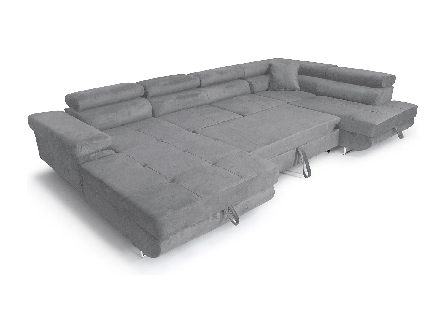 Ecksofa Aller U XXL-Ecksofa mit Schlaffunktion und zwei Bettkästen in Hellgrau, rechte Seite