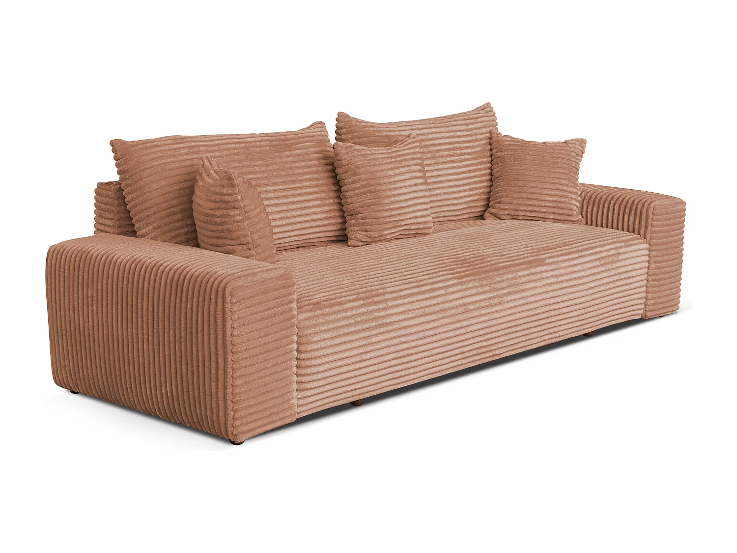 Sofa CORDO by Sofiland - Schlafsofa mit Bettkasten, Cord-Sofa 265x105 cm, Hellbraun 56