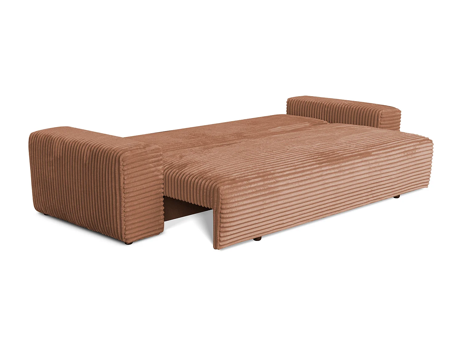 Sofa CORDO by Sofiland - Schlafsofa mit Bettkasten, Cord-Sofa 265x105 cm, Hellbraun 56