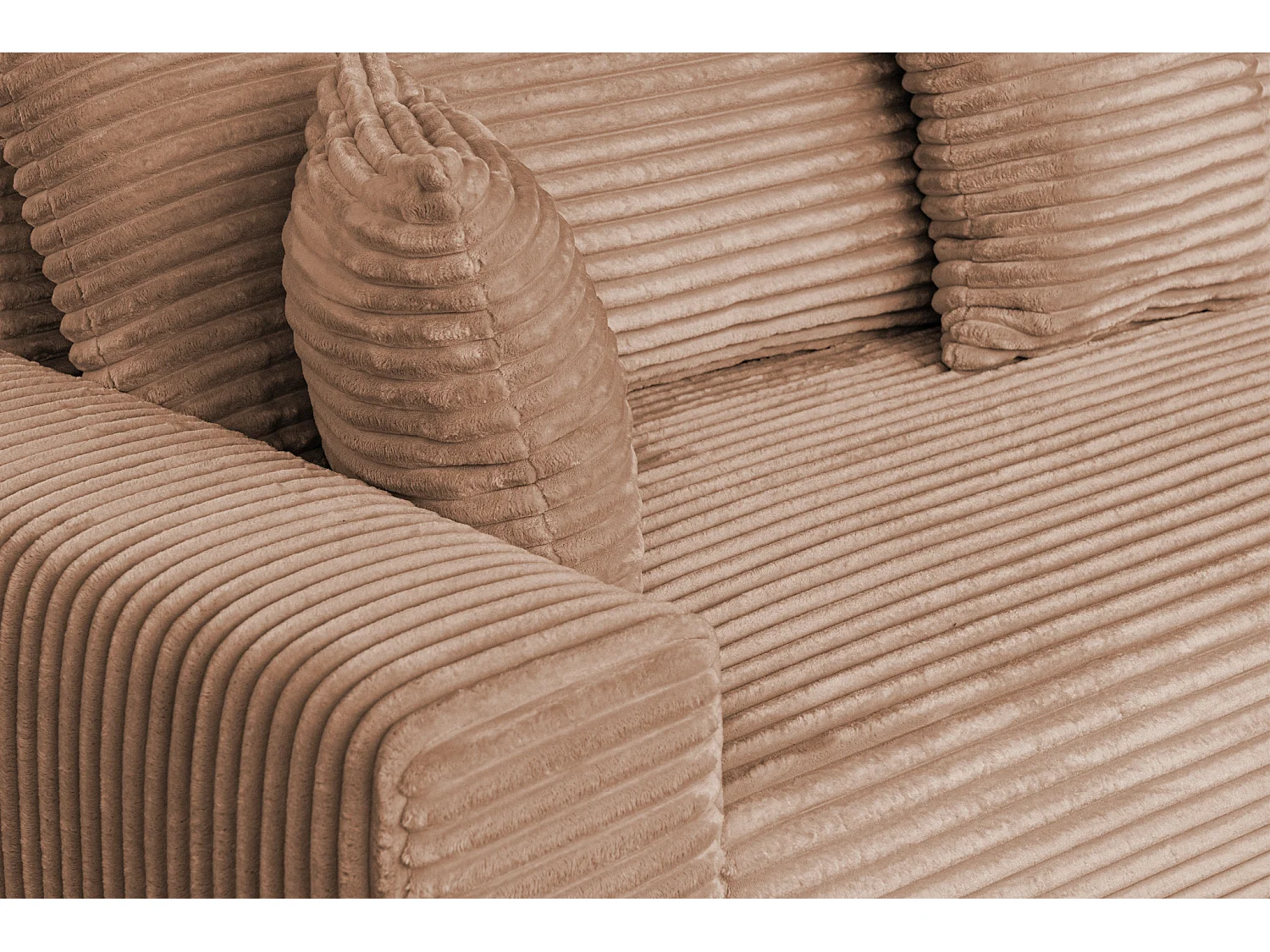 Sofa CORDO by Sofiland - Schlafsofa mit Bettkasten, Cord-Sofa 265x105 cm, Hellbraun 56