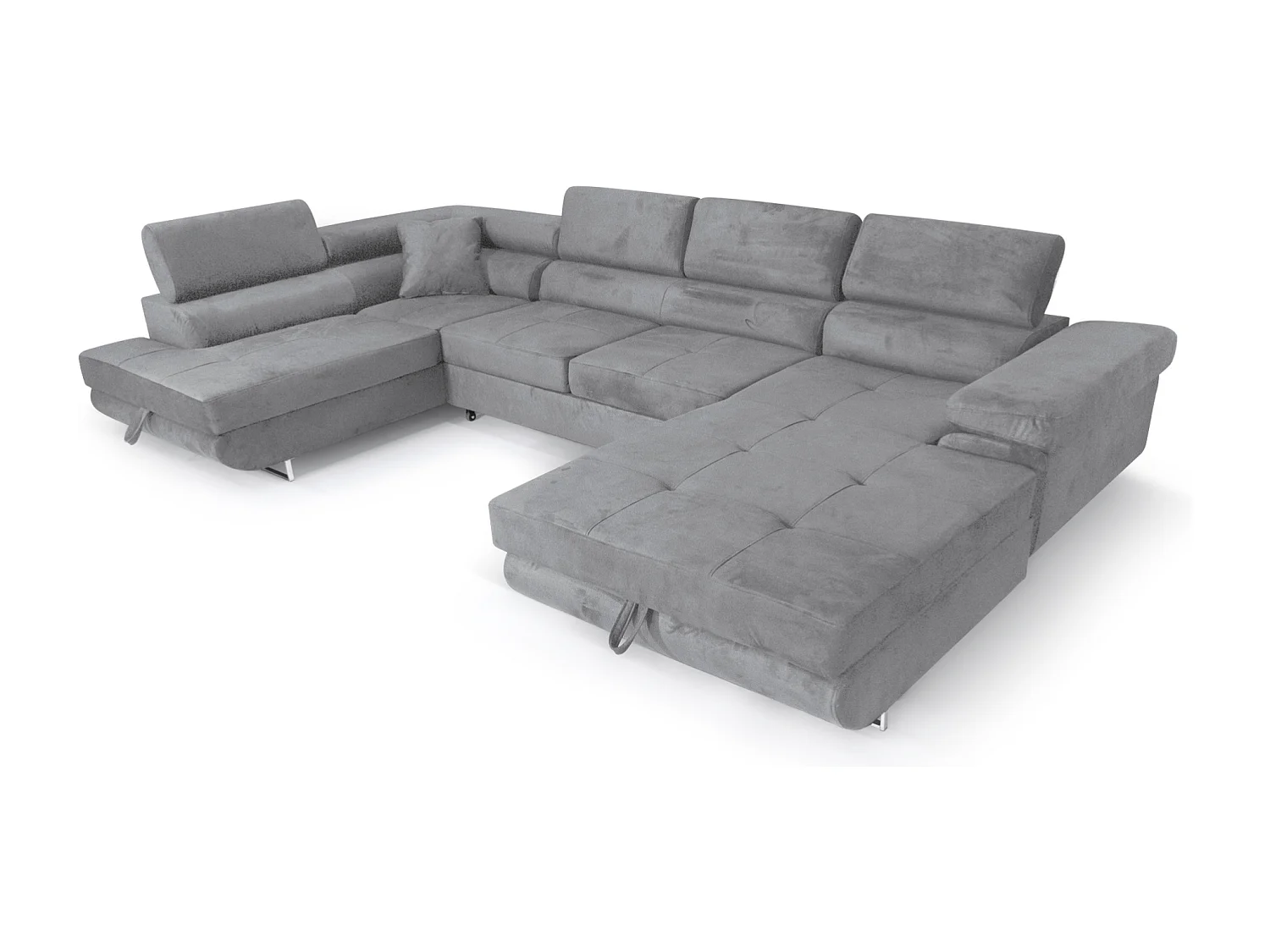 Ecksofa Aller U XXL-Ecksofa mit Schlaffunktion und zwei Bettkästen in Hellgrau, linke Seite