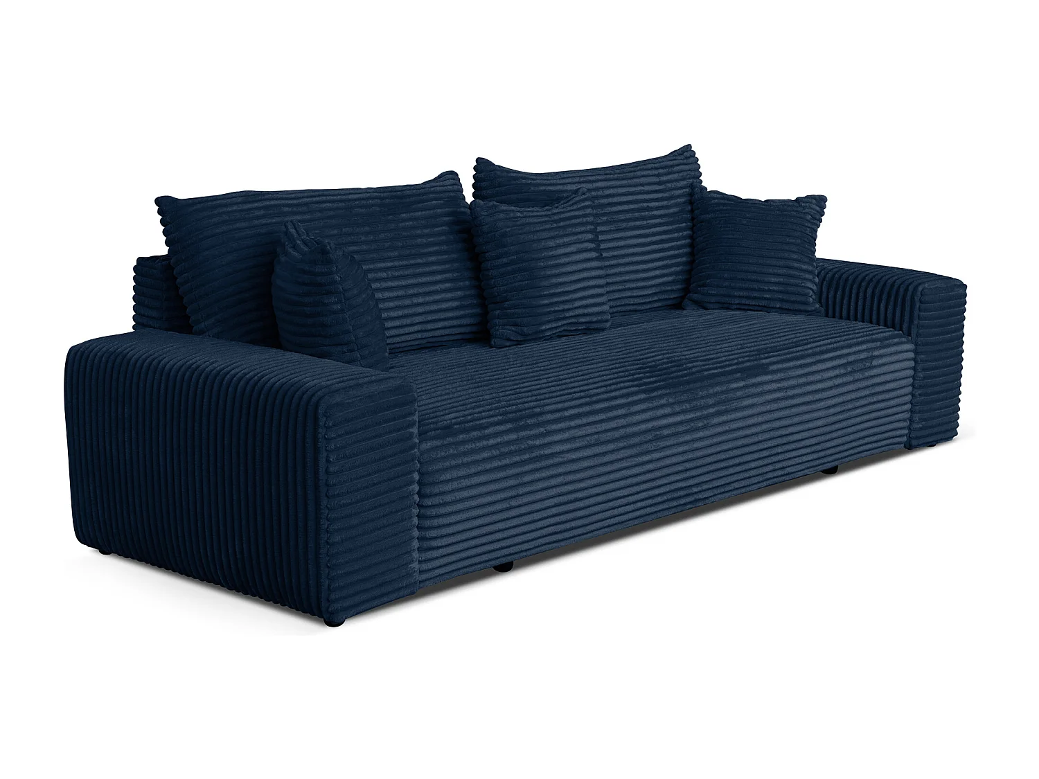 Sofa CORDO by Sofiland - Schlafsofa mit Bettkasten, Cord-Sofa 265x105 cm, Marineblau 77
