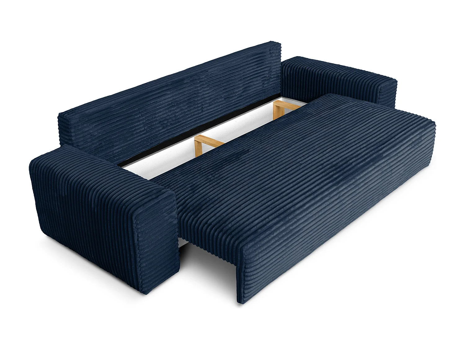 Sofa CORDO by Sofiland - Schlafsofa mit Bettkasten, Cord-Sofa 265x105 cm, Marineblau 77