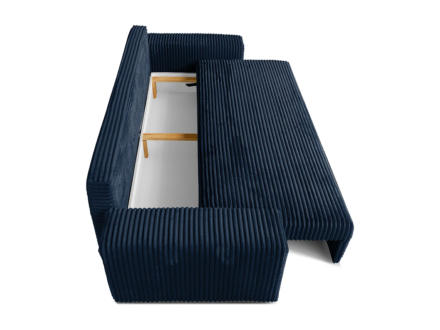 Sofa CORDO by Sofiland - Schlafsofa mit Bettkasten, Cord-Sofa 265x105 cm, Marineblau 77