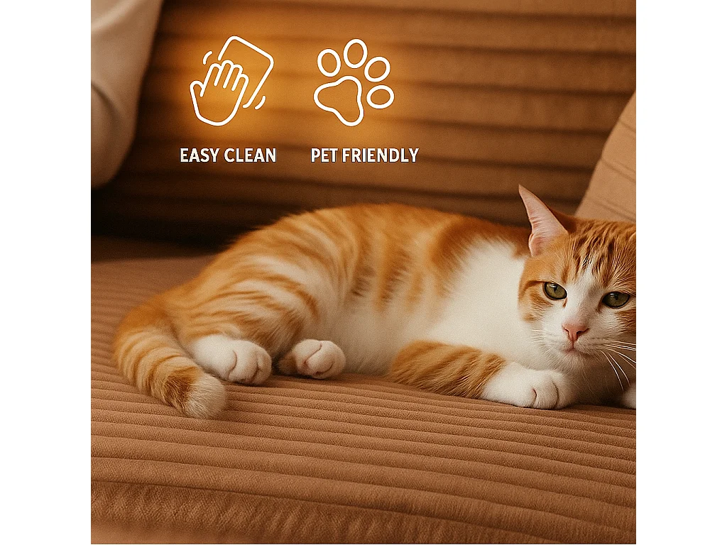 Sofa CORDO by Sofiland - Schlafsofa mit Bettkasten, Cord-Sofa 265x105 cm, Marineblau 77