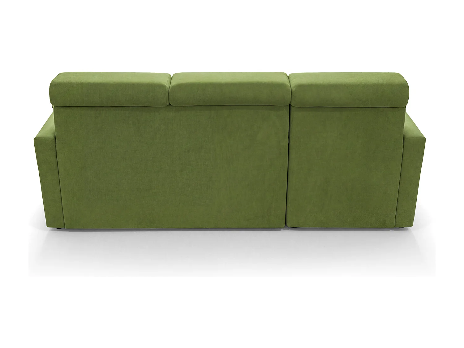 Ecksofa Vega L mit Schlaffunktion & Bettkasten – Samtstoff Best Grün– Zero-Wall Design Wandbündig – L-Form Sofa Freistehend